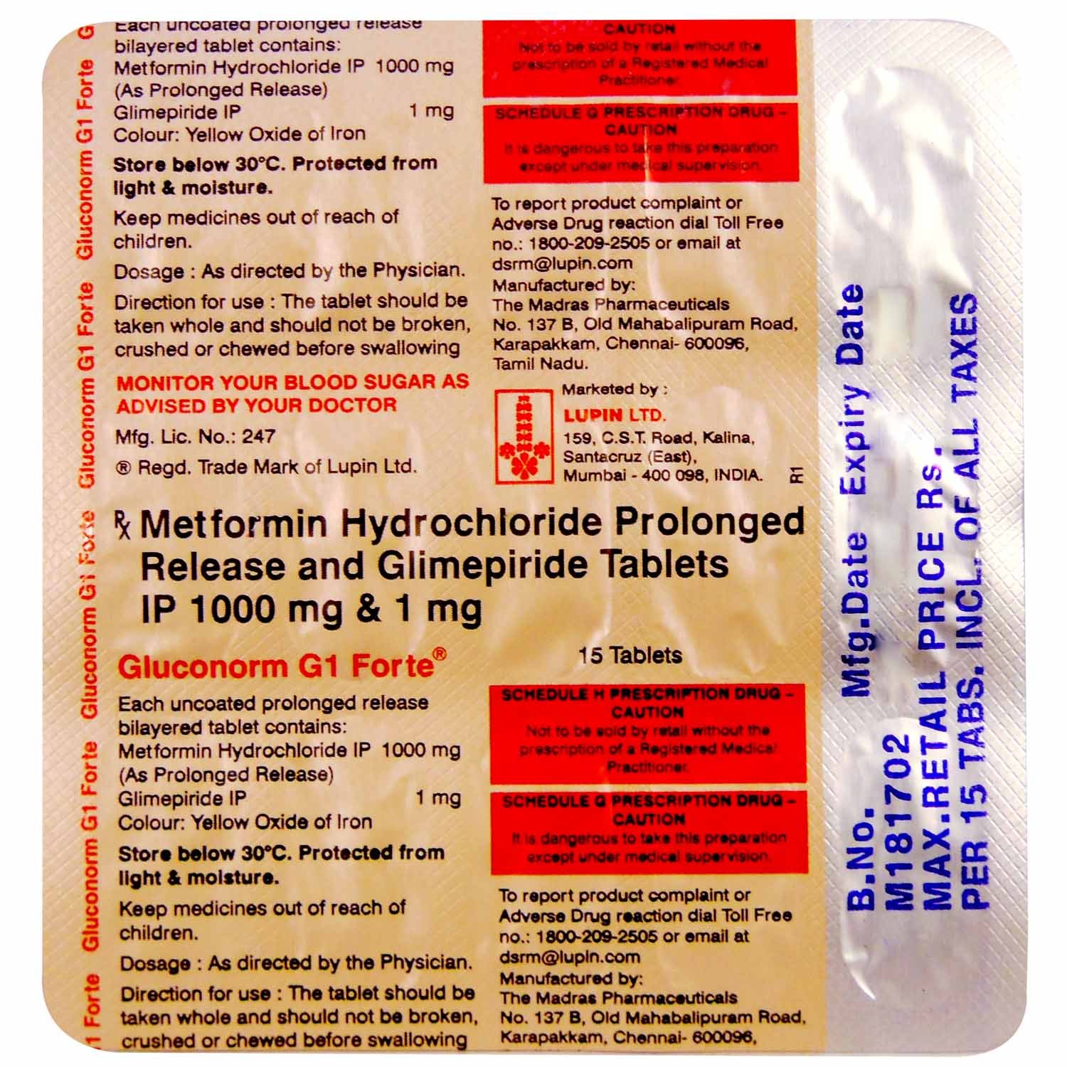 Gluconorm G 1 Forte Tablet PR 15s