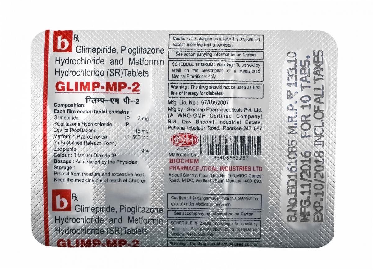 Glimp MP 2mg/500mg/15mg Tablet SR 10s