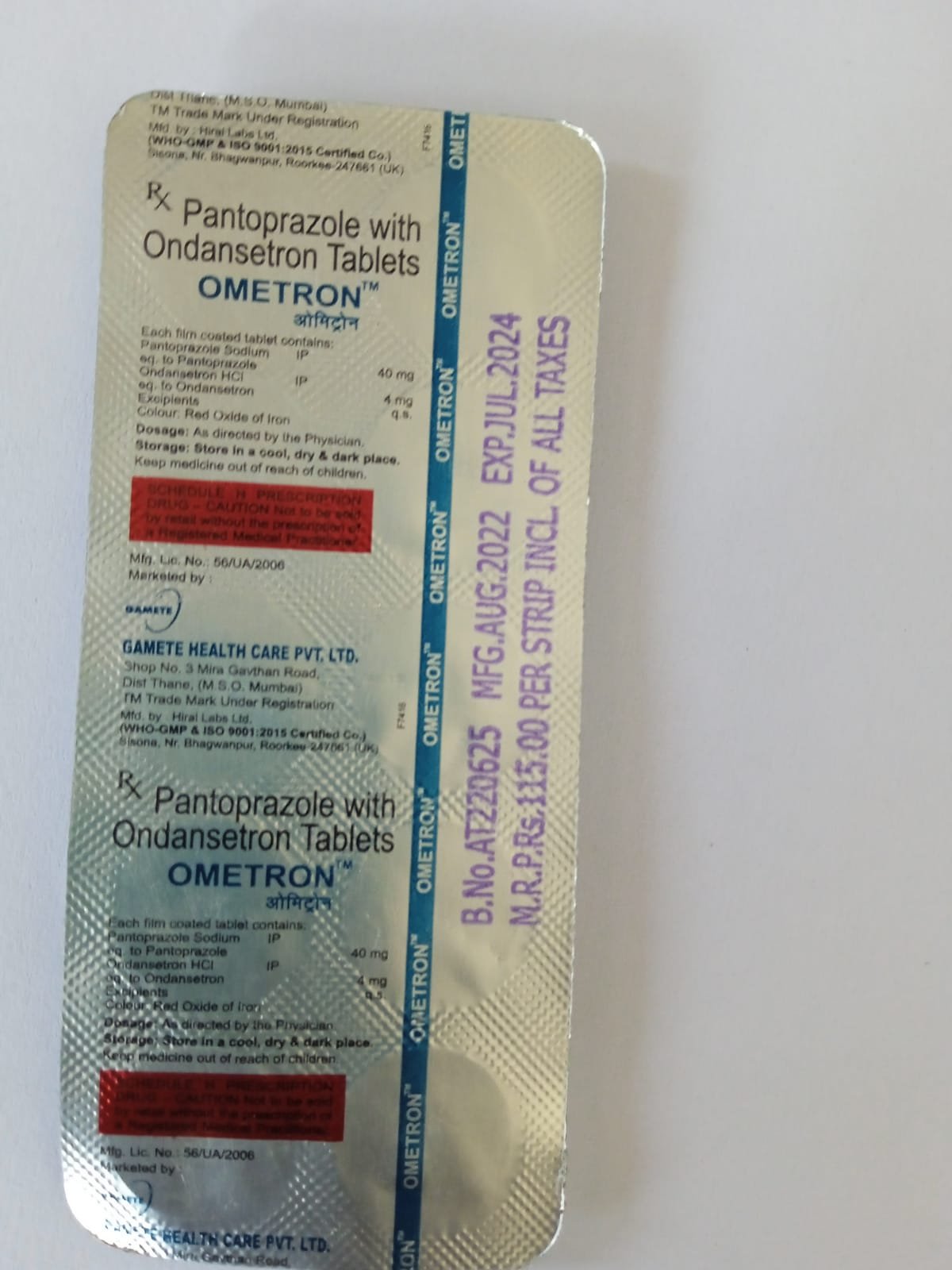 Ometron 40mg/4mg Tablet 10s