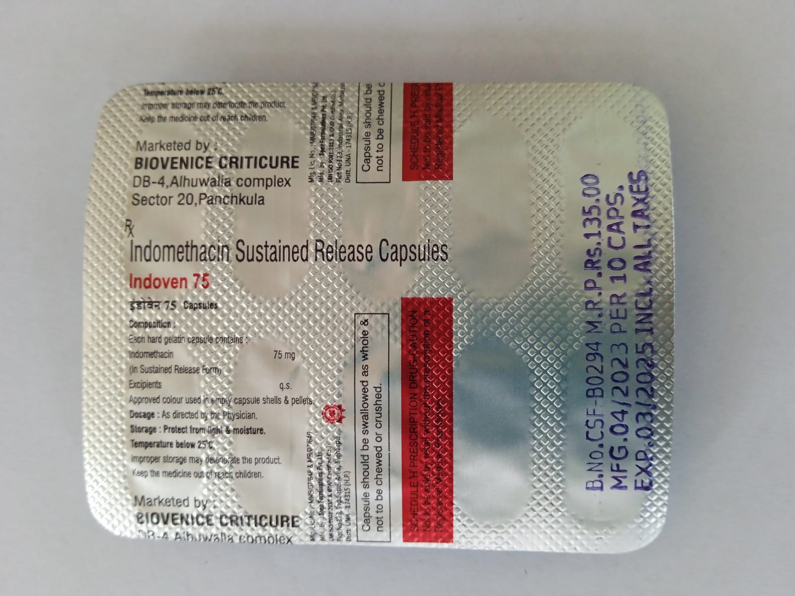 Indoven 75mg Capsule SR 10S
