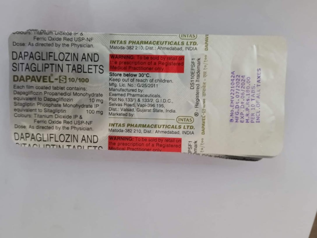 Dapavel S 10mg/100mg Tablet 10s