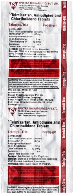 Telmipil Trio 40mg/10mg/12.5mg Tablet 10s