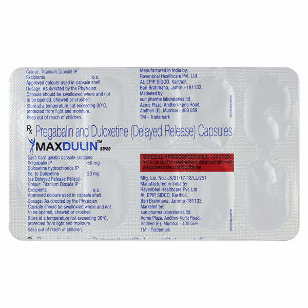 Maxdulin 50mg/20mg Capsule 10s