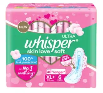 Whisper Ultra Skin Love Soft Sanitary Pads XL 6s