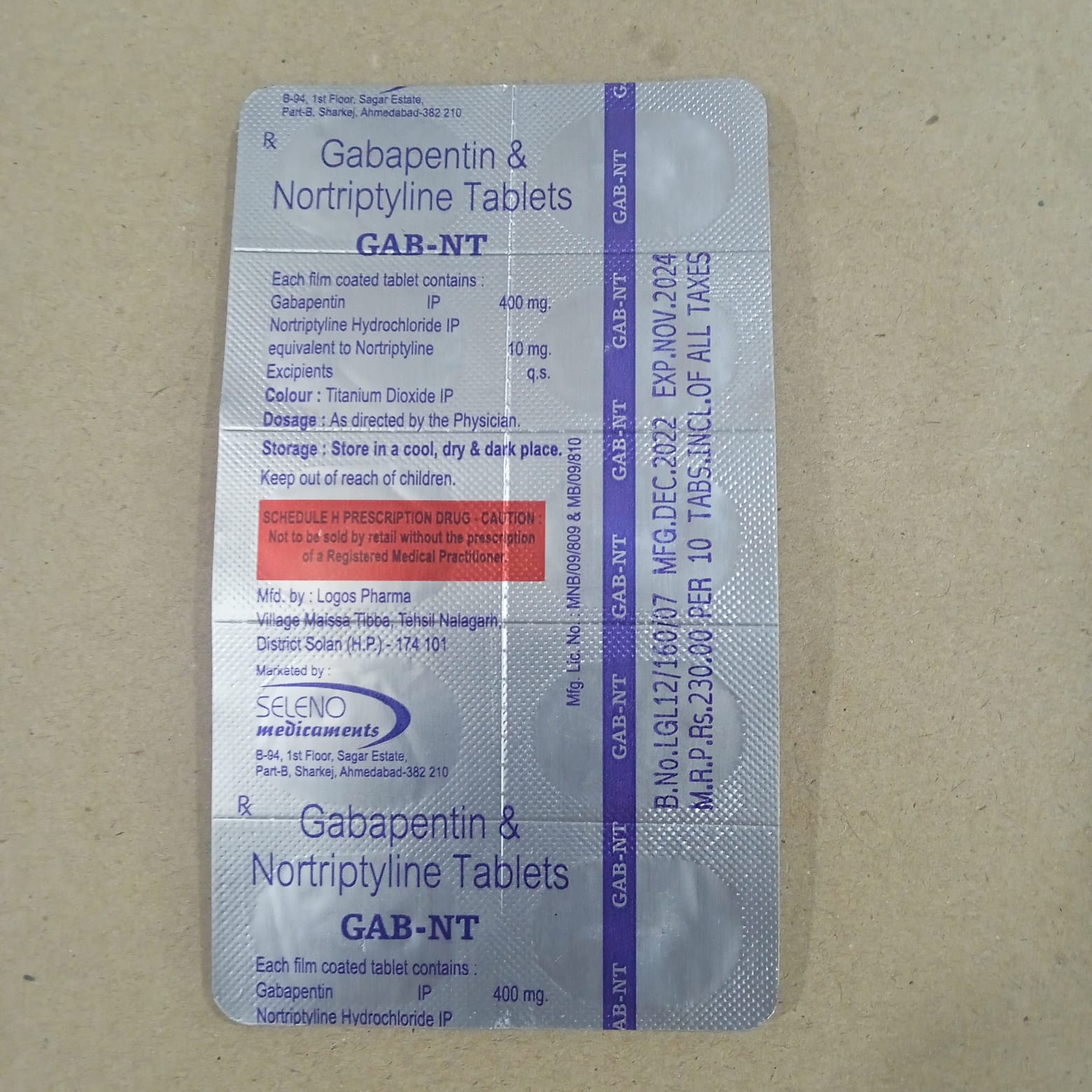 Gab NT 400mg/10mg Tablet 10s