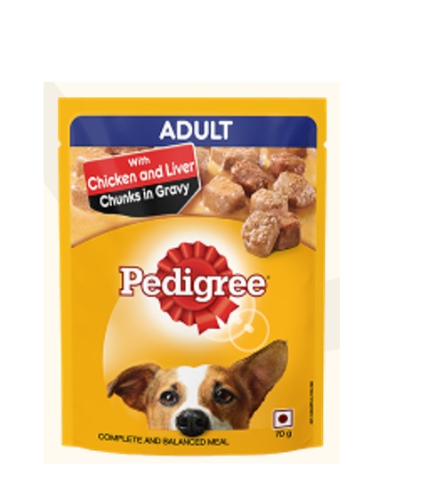 Pedigree Adult Wet Dog Food Chicken & Liver Chunks Gravy 70gm