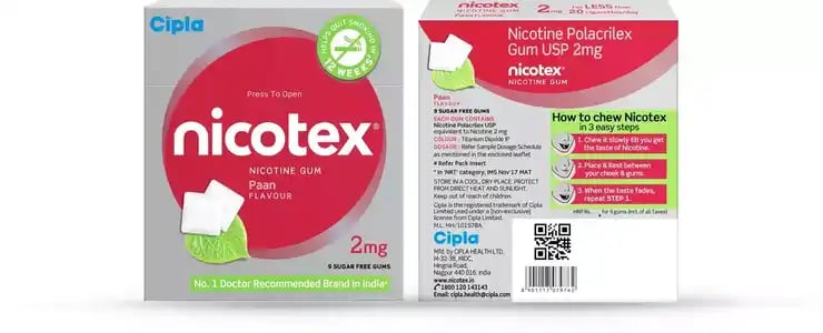 Nicotex 2MG Chewing Gums Paan 9s