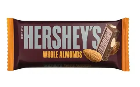Hersheys Whole Almonds Chocolate Bar 40gm
