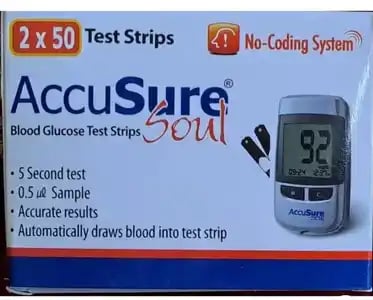 Accusure Soul Blood Glucose Test Strip 100s