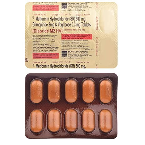 Diapride M2 HV 2mg/500mg/0.3mg Tablet SR 15s