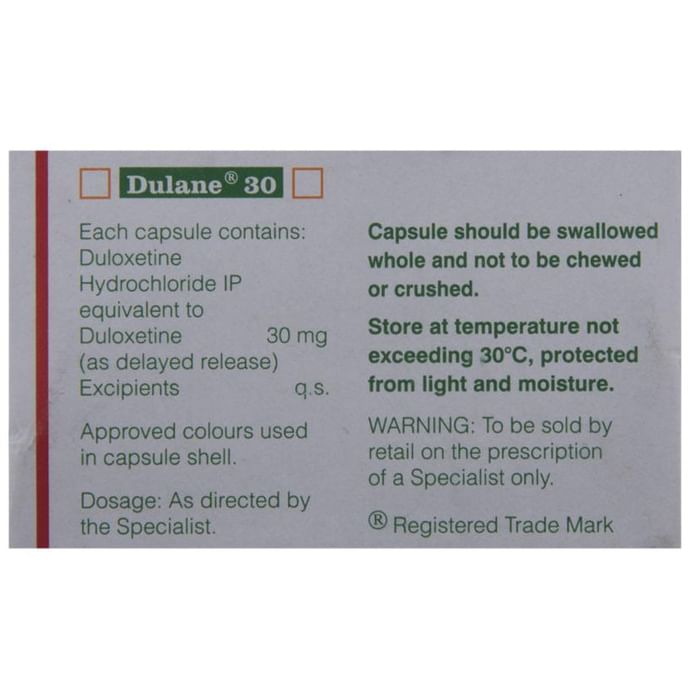 Dulane 30mg Capsule DR 10s