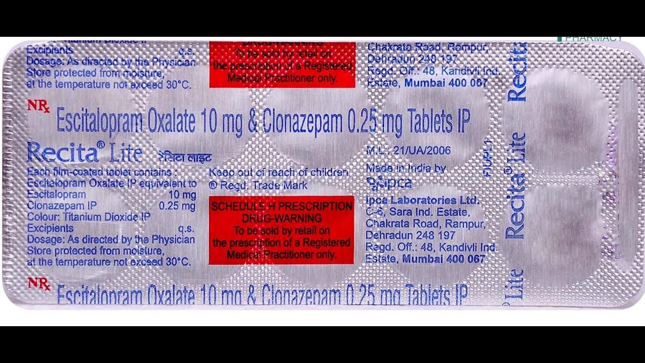 Recita Lite 0.25mg/10mg Tablet 10s