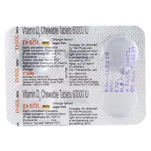 D Sol 60K Vitamin D3 Chewable Tablet Orange 4s