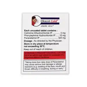 Okacet 5mg/10mg/325mg Cold Tablet 10s