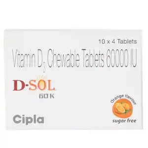 D Sol 60K Vitamin D3 Chewable Tablet Orange 4s