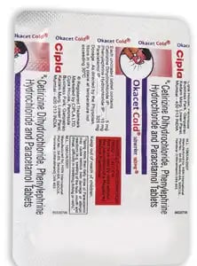 Okacet 5mg/10mg/325mg Cold Tablet 10s